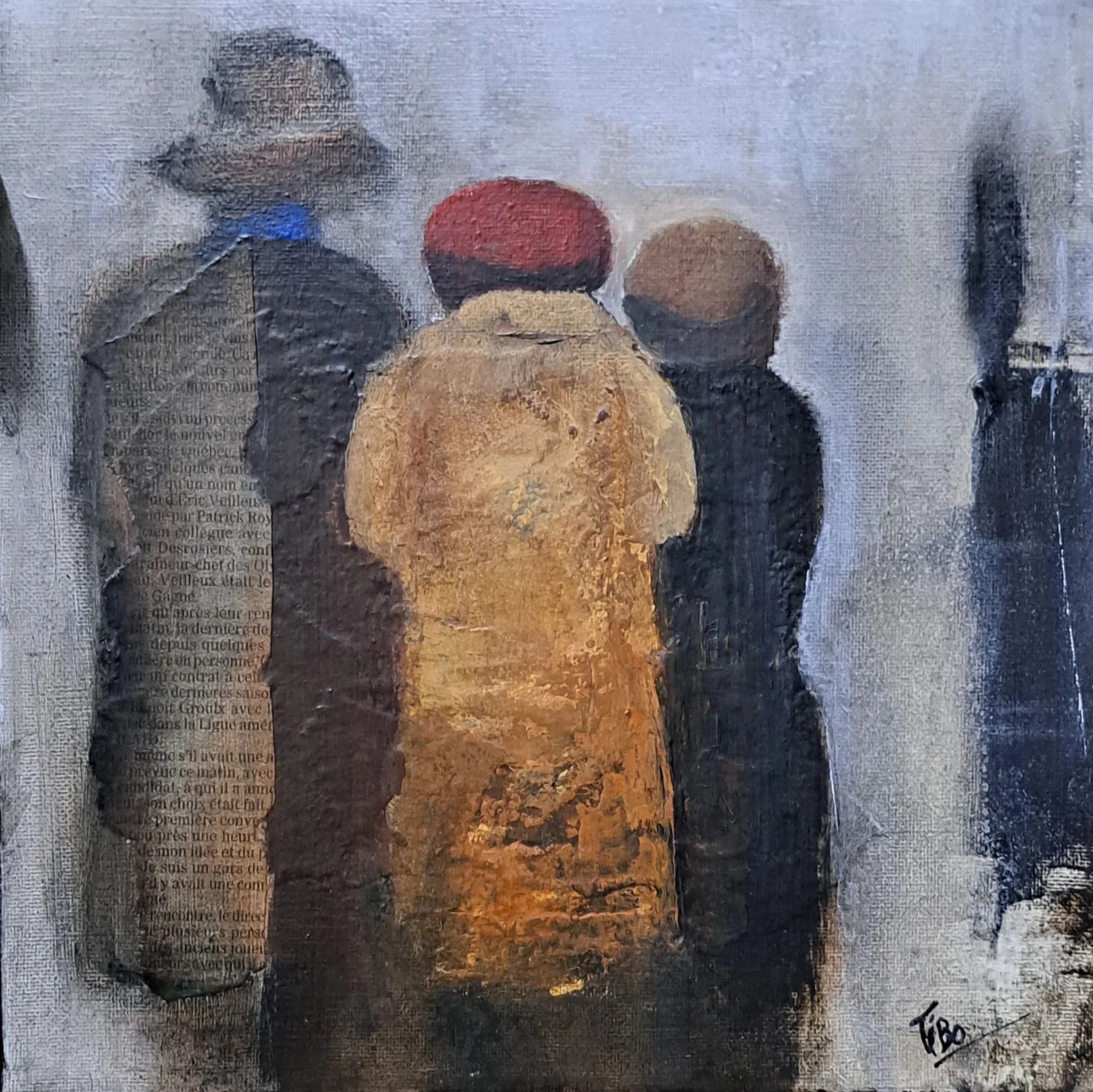 ANNE THIBAULT_Mes Amis_mixed media_10x10