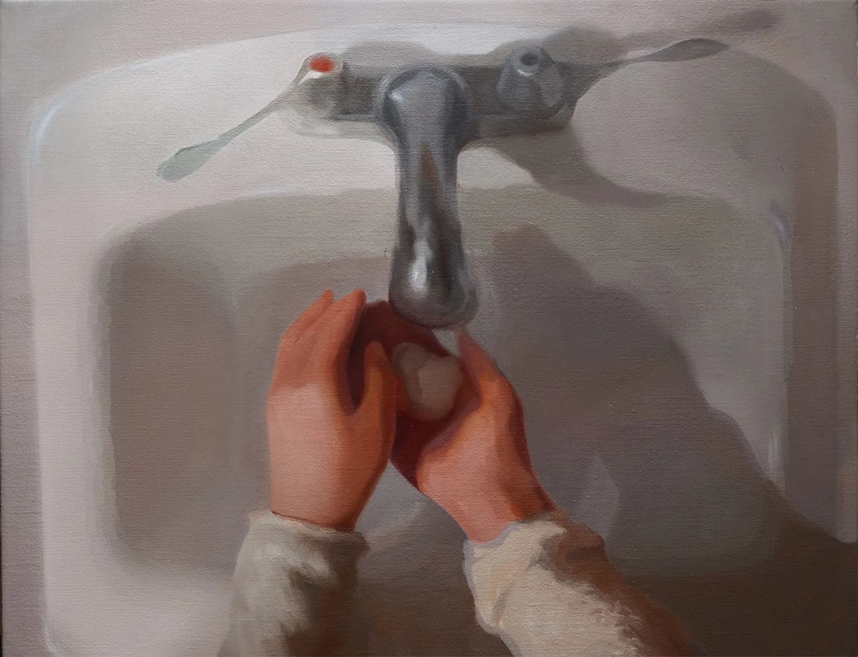 ATHENA PARELLA_Plastic Hands_Oil on linen_11.5x13